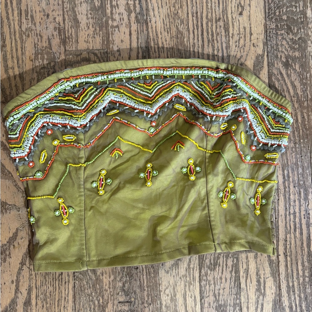 Anthropologie Lime Green Smocked Top
